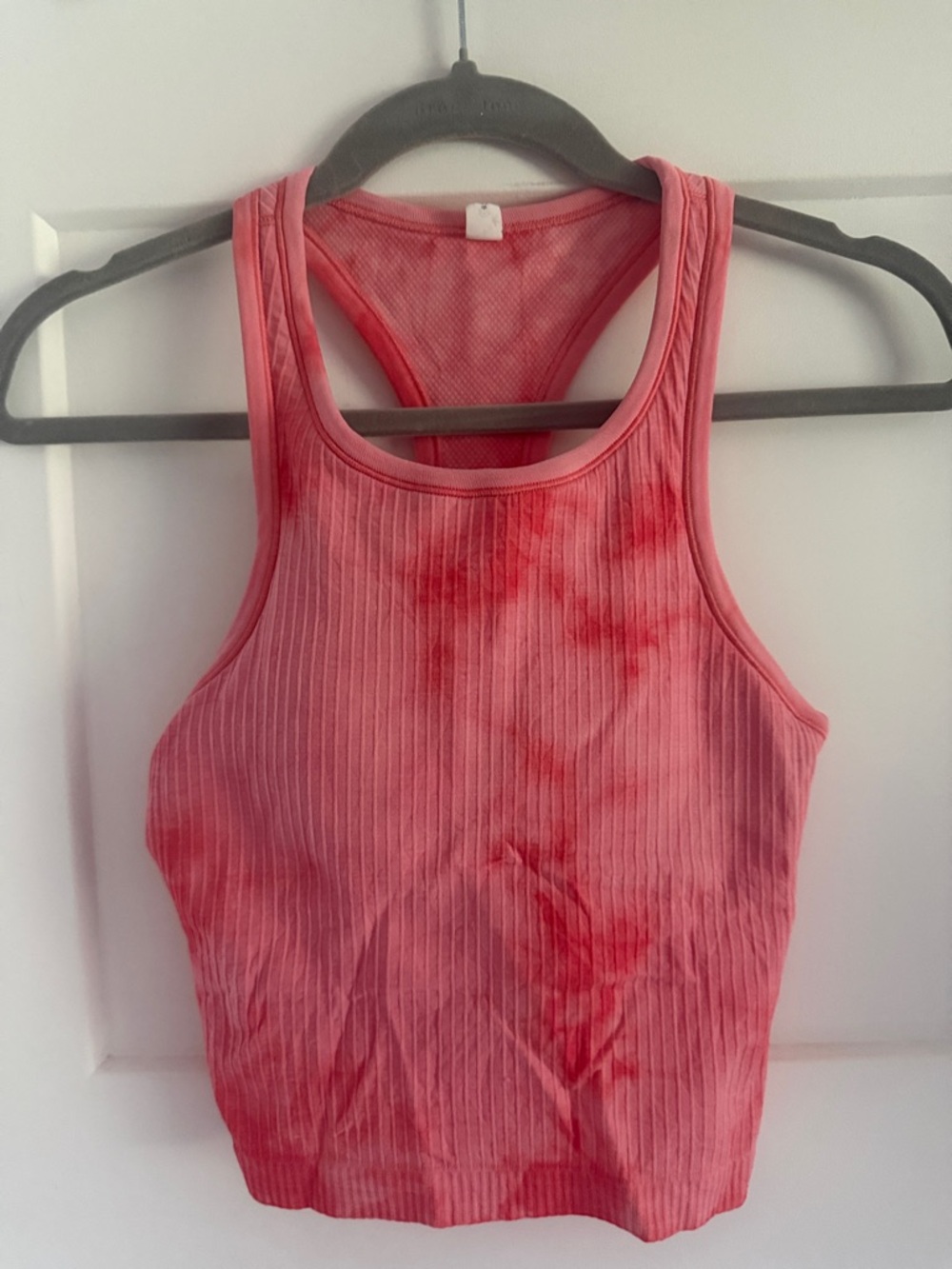 lululemon athletica Ribbed Racerback Crop Tank in Coral Tie-Dye